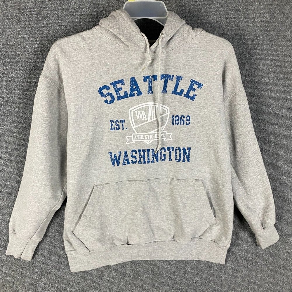Life Seattle Washington Hoodie Men's Large Pullover Gray Cotton Blend L